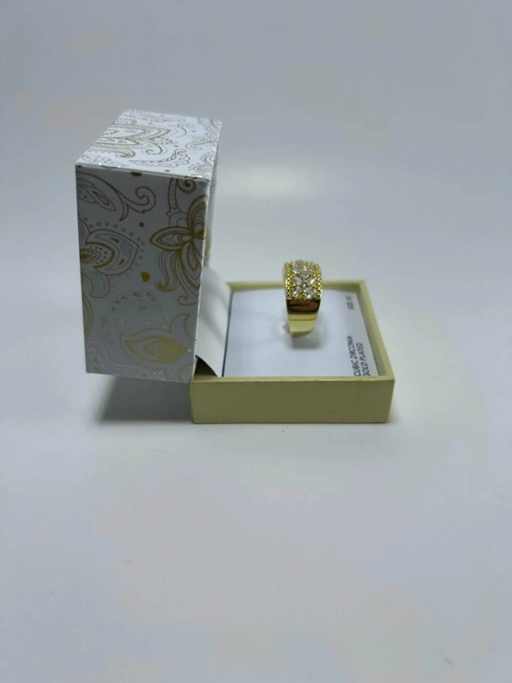 Charter Club Gold-Plated Cubic Zirconia Wide Band Ring Size 10